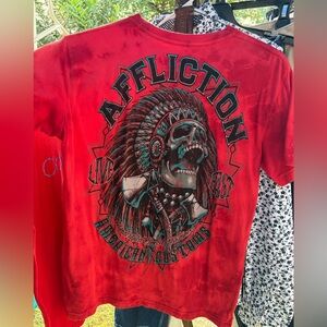 Affliction Red Skull Graphic Tee